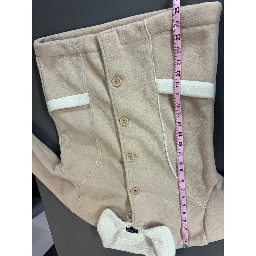 Effeci Collection Sherpa Fleece Jacket Beige Button Front Cozy Winter Coat